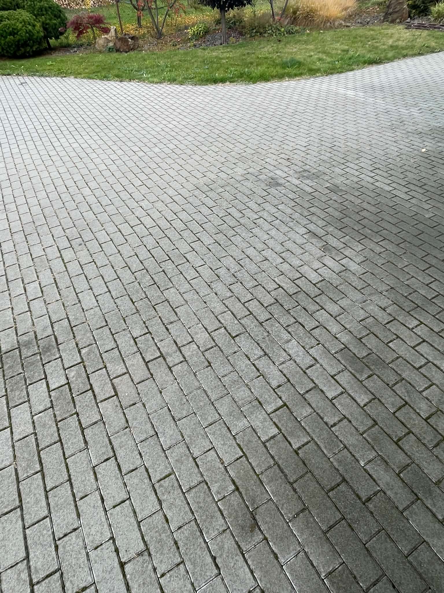 Dlážděná plocha před čištěním